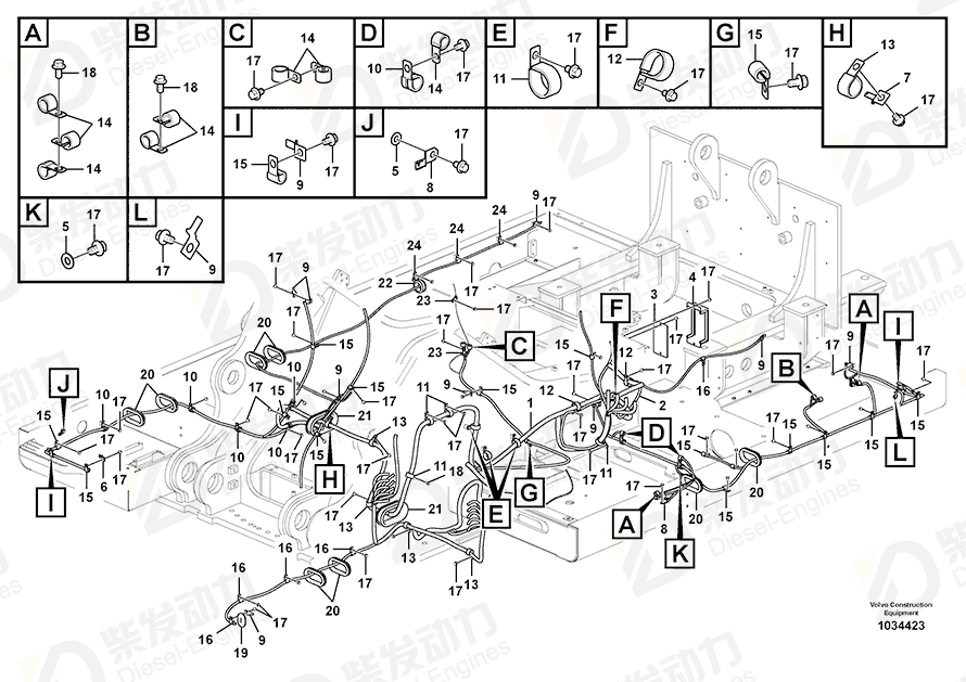 VOLVO Cable harness 14624237 Drawing VOLVO Cable harness 14624237 Drawing