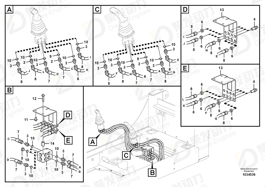 VOLVO Hose assembly SA9452-03228 Drawing VOLVO Hose assembly SA9452-03228 Drawing