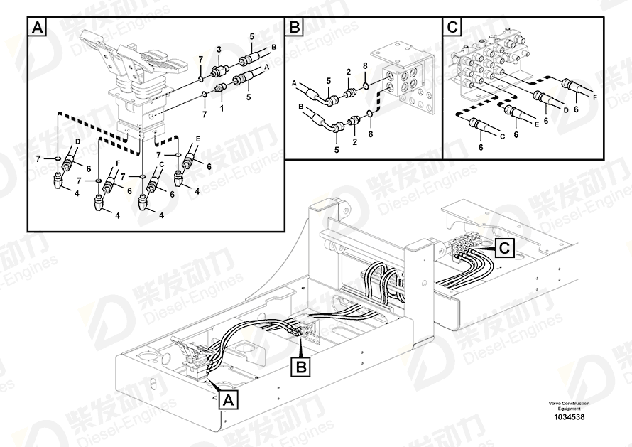 VOLVO HOSE ASSEMBLY SA9451-03274 Drawing