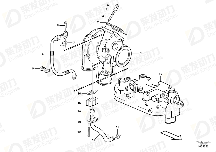 VOLVO Turbocharger 11129601 Drawing