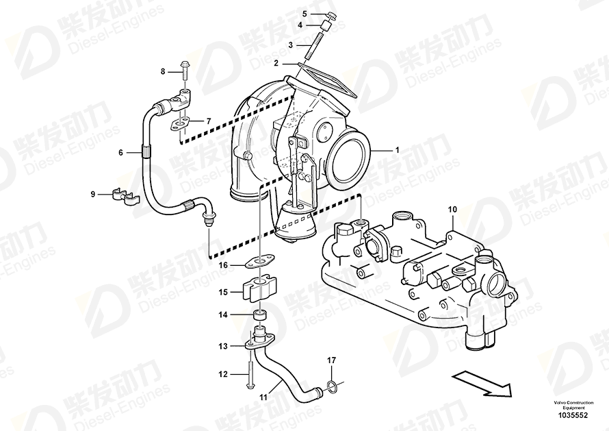 VOLVO Turbo Charger 11129232 Drawing VOLVO Turbo Charger 11129232 Drawing