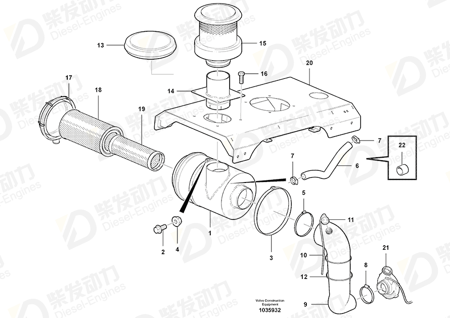 VOLVO Air filter 11033999 Drawing VOLVO Air filter 11033999 Drawing