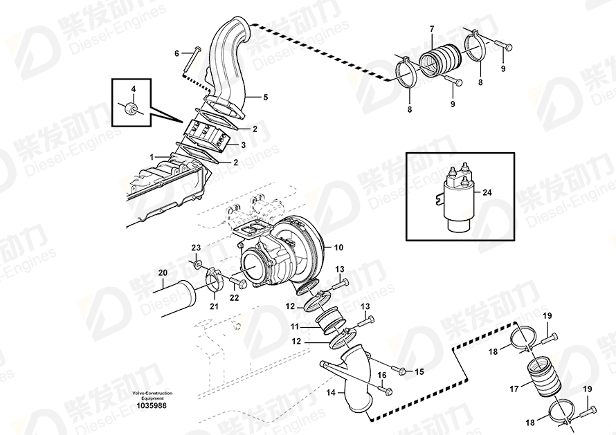 VOLVO Charge air pipe 11158088 Drawing