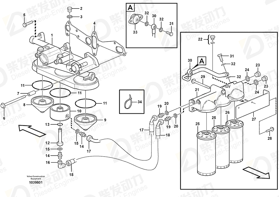 VOLVO Oil hose 11423594 Drawing