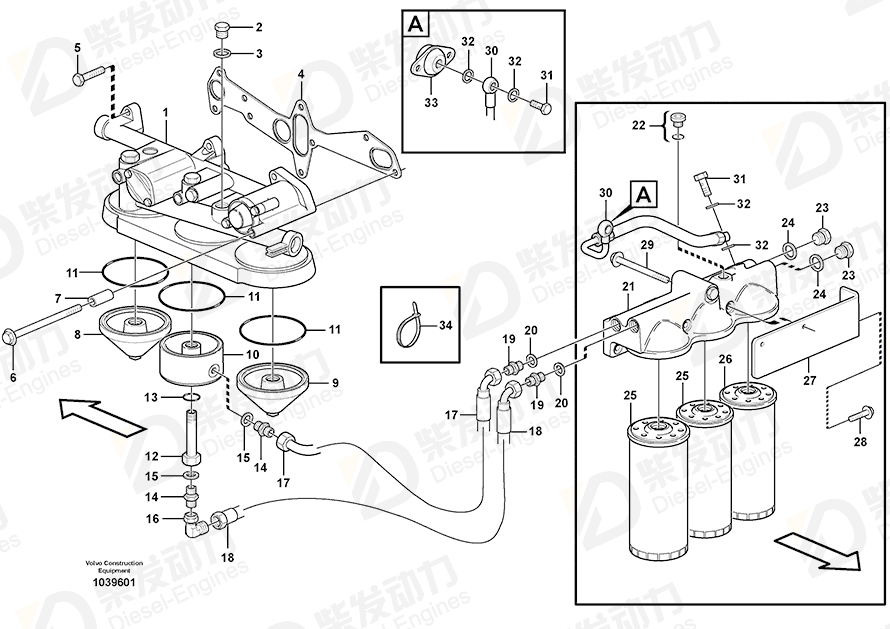 VOLVO Oil hose 11128659 Drawing