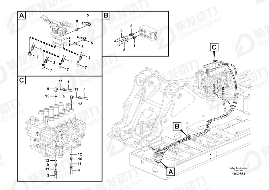 VOLVO Hose assembly 937349 Drawing VOLVO Hose assembly 937349 Drawing