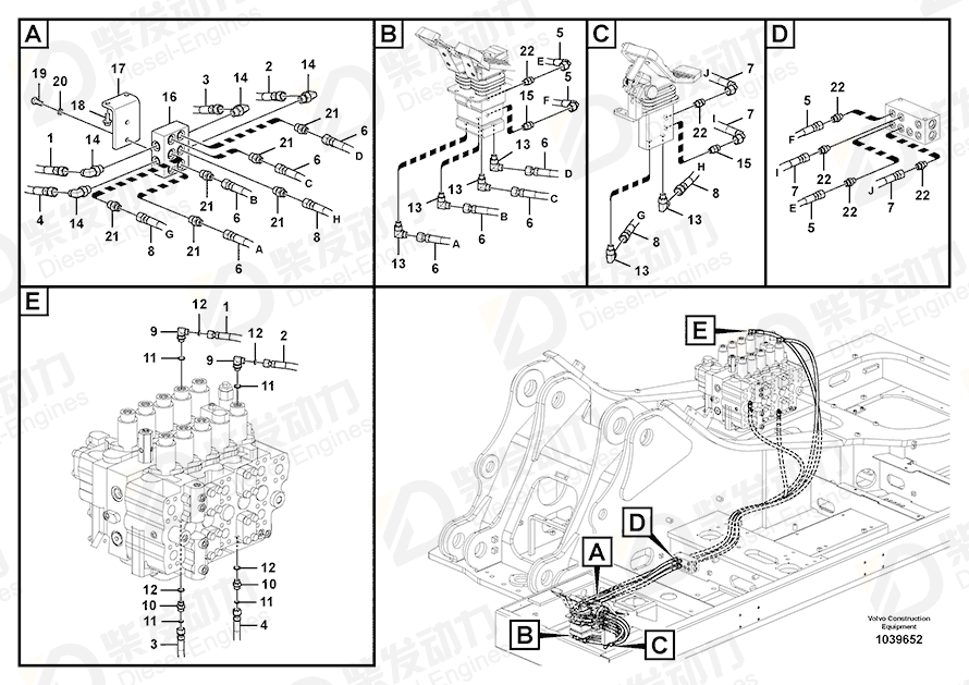 VOLVO Hose assembly 938319 Drawing VOLVO Hose assembly 938319 Drawing