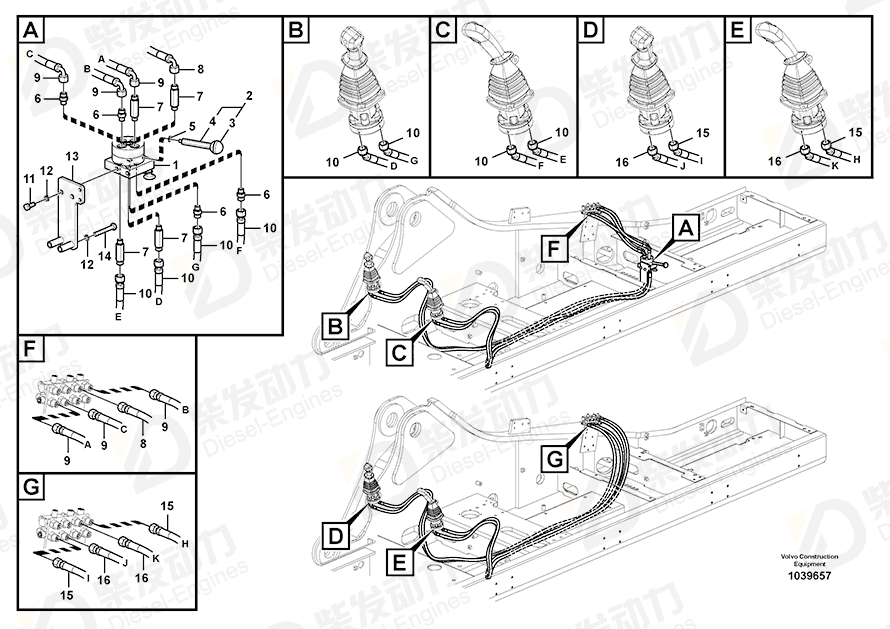 VOLVO Hose assembly 15038542 Drawing VOLVO Hose assembly 15038542 Drawing