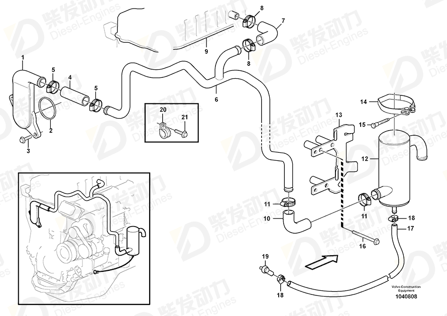 VOLVO Flange pipe 11127358 Drawing