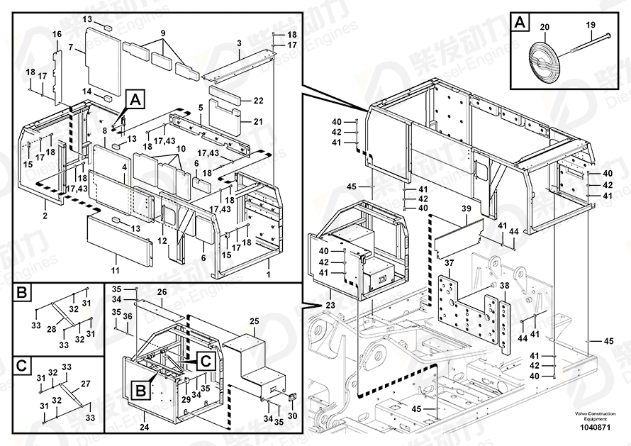 VOLVO Cowl 14536114 Drawing