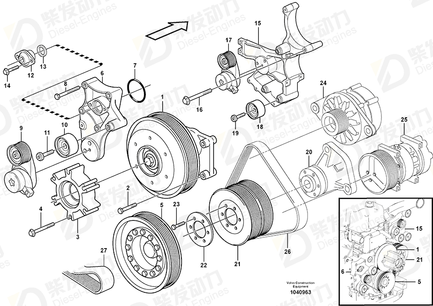VOLVO Idler pulley 20747516 Drawing