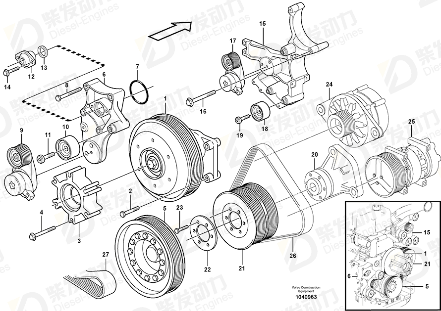 VOLVO Idler pulley 20747516 Drawing VOLVO Idler pulley 20747516 Drawing