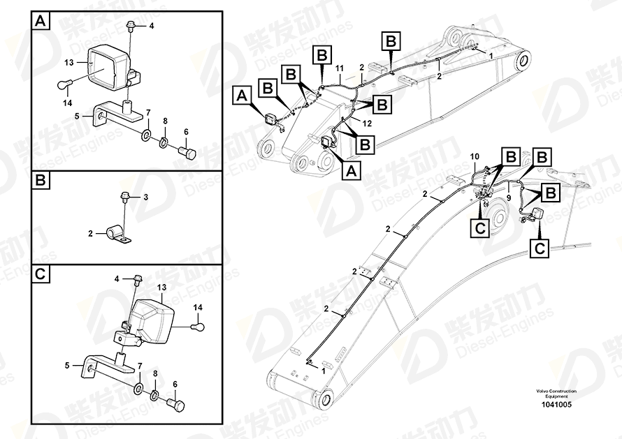 VOLVO Cable harness 14587713 Drawing