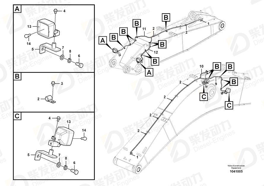 VOLVO Cable harness 14587713 Drawing VOLVO Cable harness 14587713 Drawing