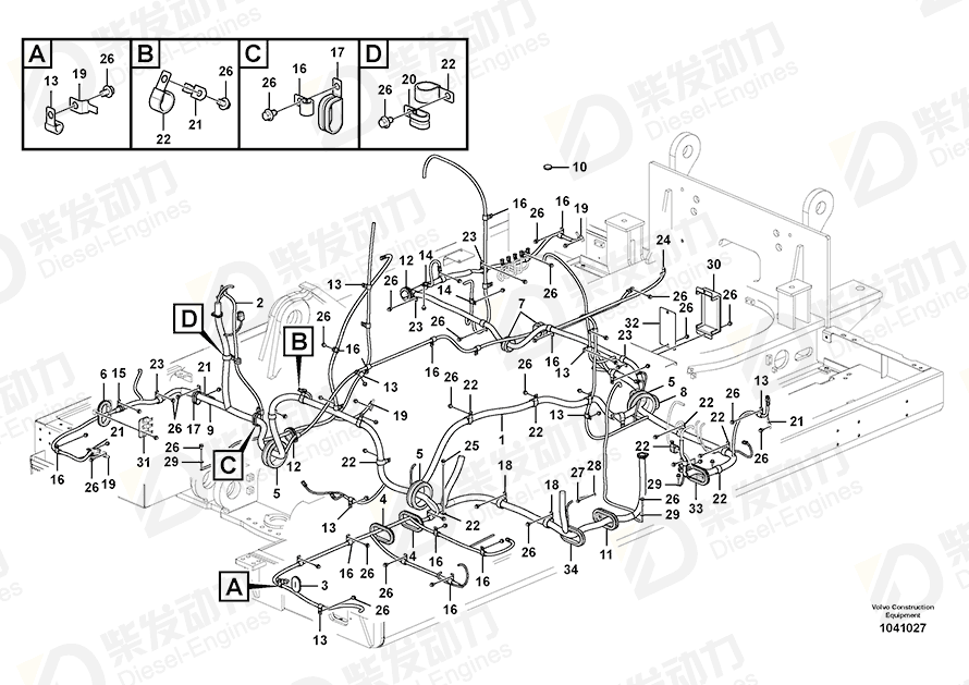 VOLVO Cable harness 14632504 Drawing