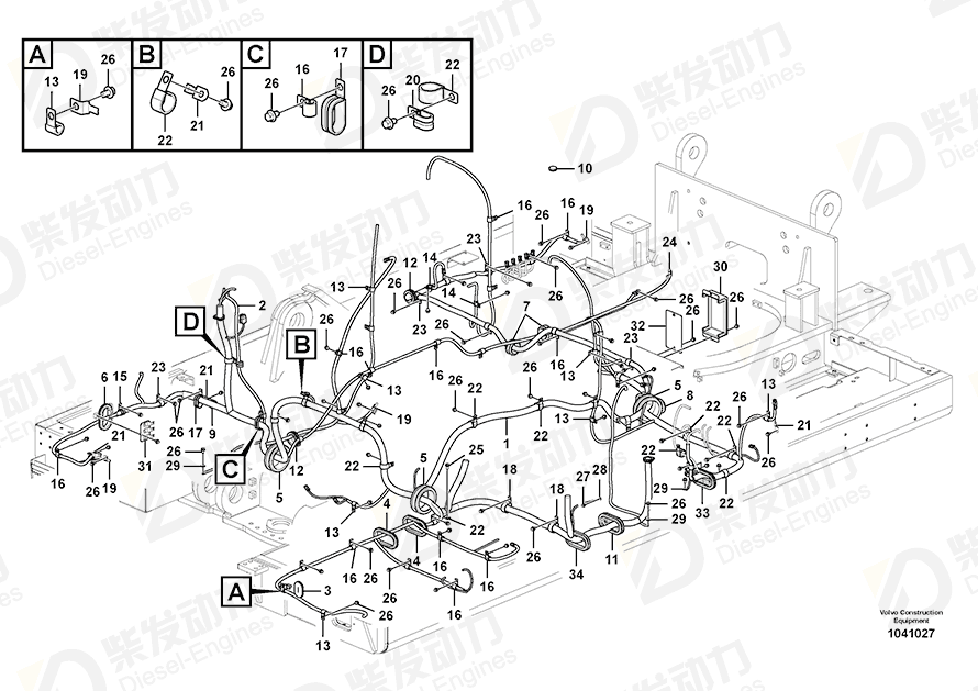 VOLVO Cable harness 14599466 Drawing VOLVO Cable harness 14599466 Drawing