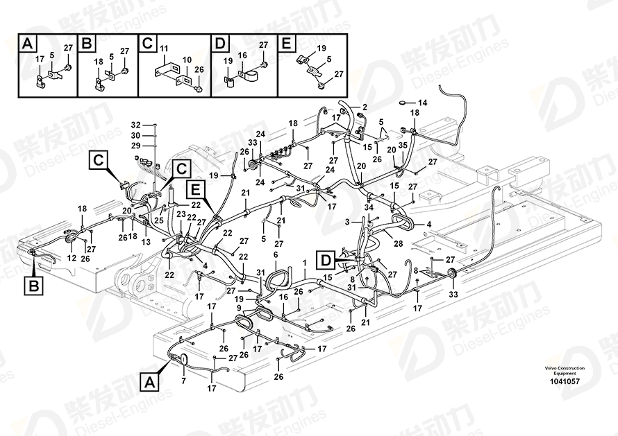 VOLVO Cable harness 14641929 Drawing