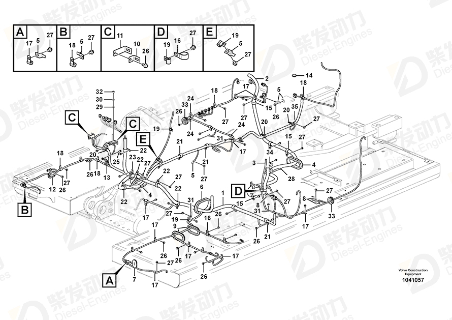 VOLVO Cable harness 14612631 Drawing VOLVO Cable harness 14612631 Drawing