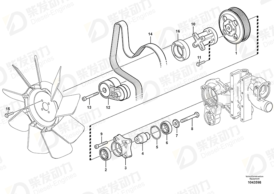 VOLVO V-ribbed belt 20412527 Drawing