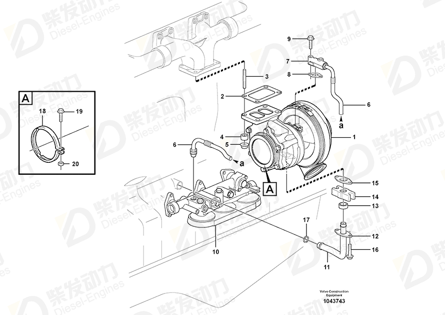 VOLVO Pipe flange 469543 Drawing
