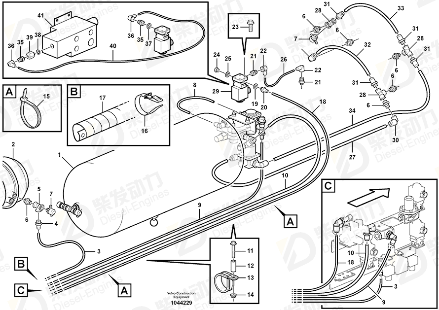 VOLVO Reduction nipple 15042570 Drawing VOLVO Reduction nipple 15042570 Drawing