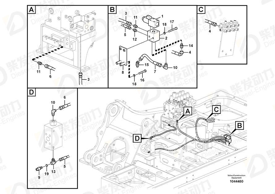 VOLVO Hose assembly 937131 Drawing VOLVO Hose assembly 937131 Drawing
