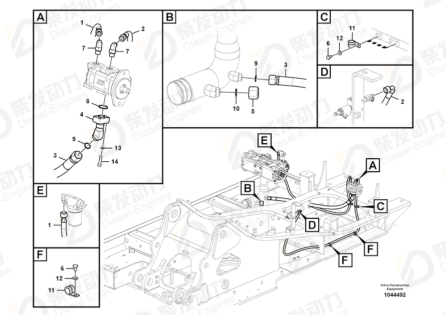 VOLVO Hose assembly 15115255 Drawing VOLVO Hose assembly 15115255 Drawing