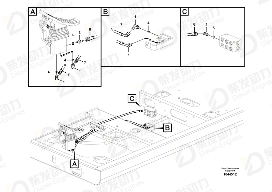 VOLVO Hose assembly SA9451-02221 Drawing VOLVO Hose assembly SA9451-02221 Drawing