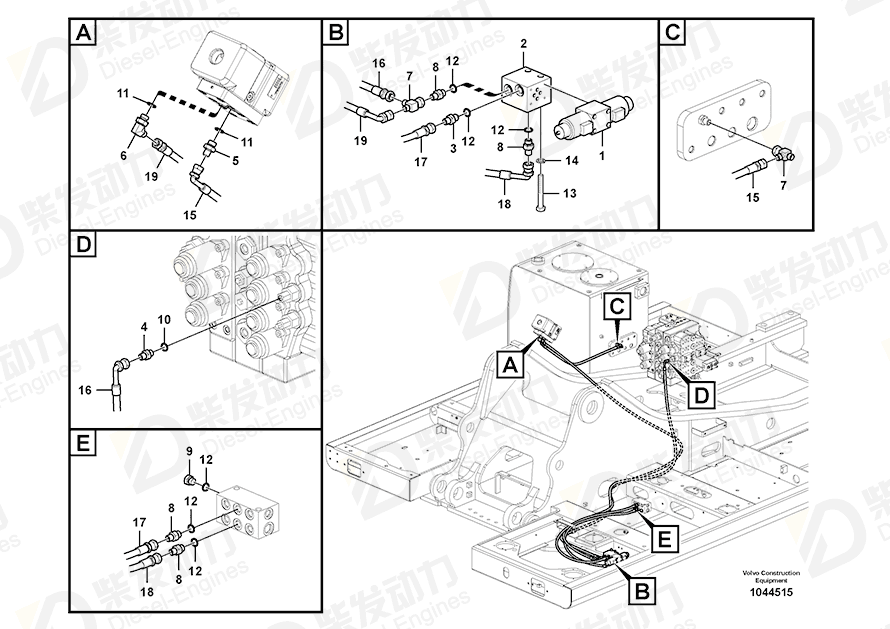 VOLVO Hose assembly SA9453-02279 Drawing VOLVO Hose assembly SA9453-02279 Drawing