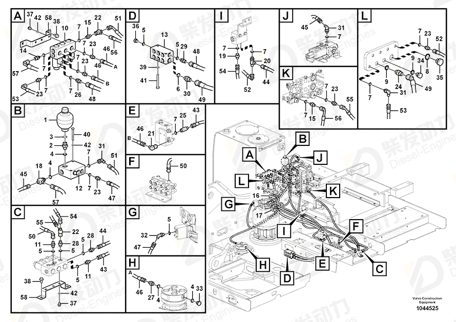 VOLVO Hose assembly SA9451-02243 Drawing VOLVO Hose assembly SA9451-02243 Drawing
