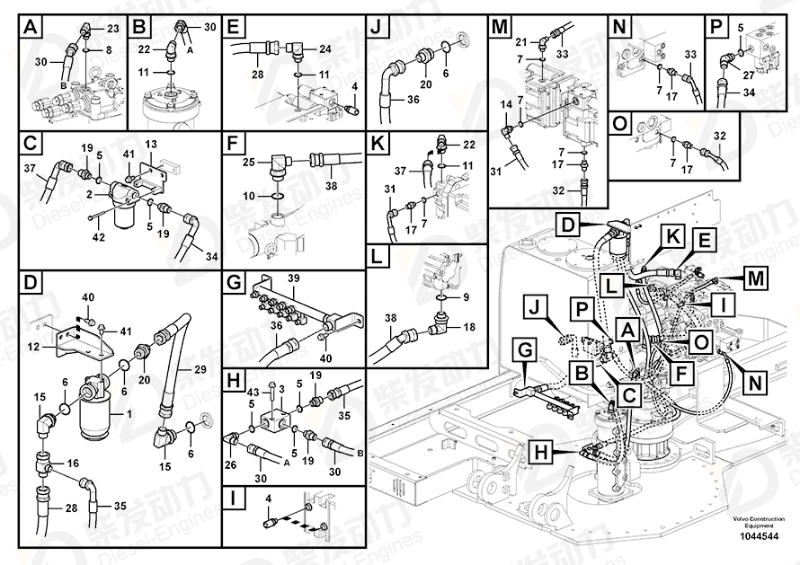 VOLVO Hose assembly SA9452-05215 Drawing VOLVO Hose assembly SA9452-05215 Drawing