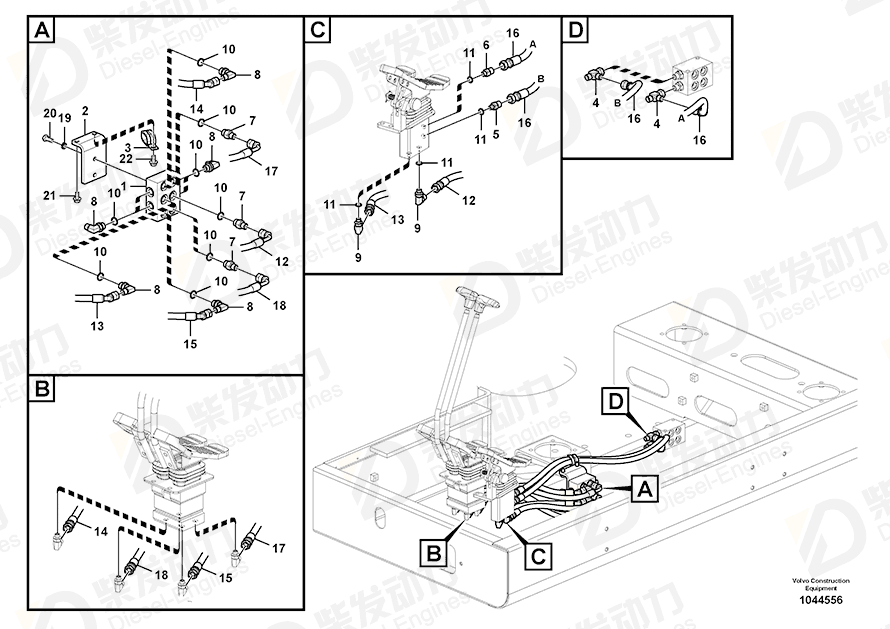 VOLVO Hose assembly SA9452-03212 Drawing VOLVO Hose assembly SA9452-03212 Drawing