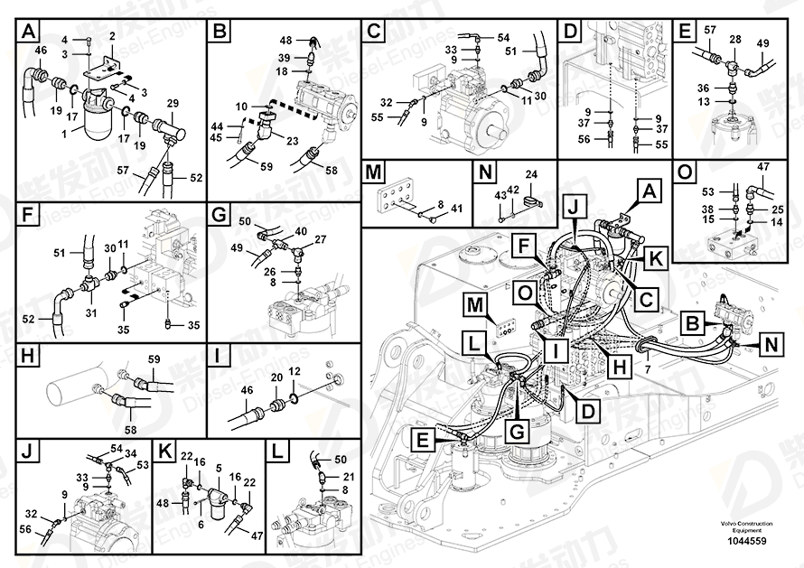 VOLVO Hose assembly SA9451-04350 Drawing