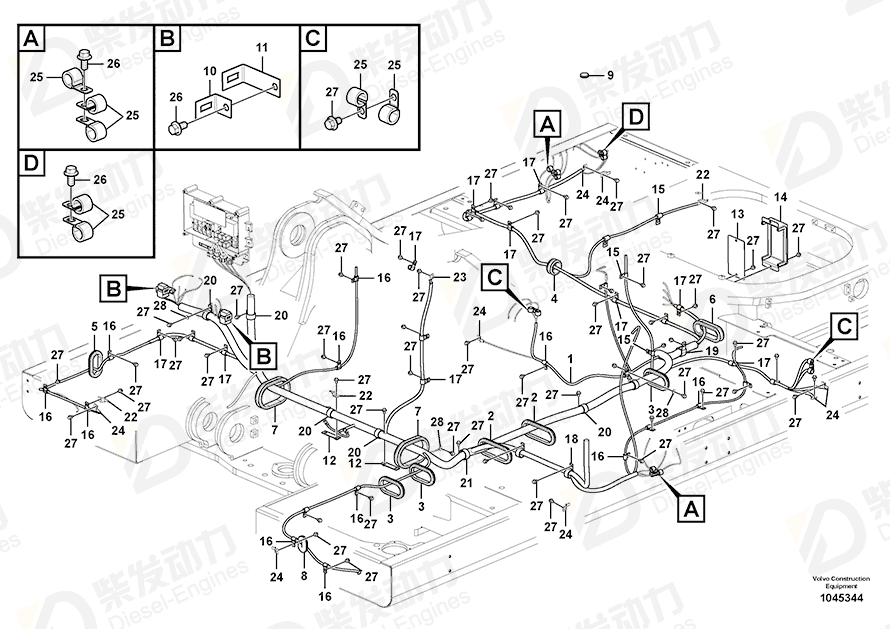 VOLVO Cable harness 14612634 Drawing
