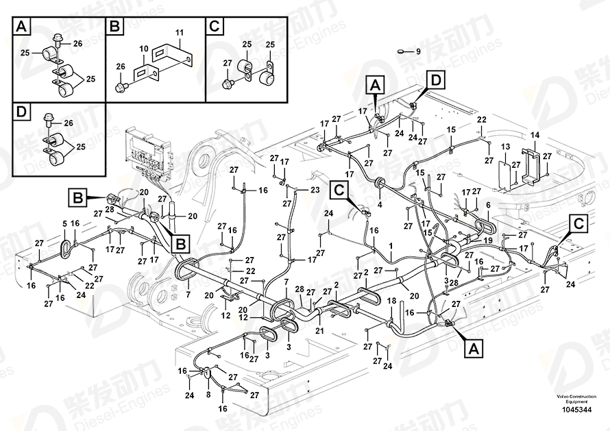 VOLVO Wire harness 14631816 Drawing VOLVO Wire harness 14631816 Drawing