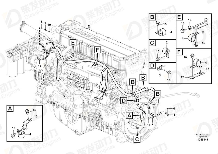 VOLVO Cable harness 14630636 Drawing