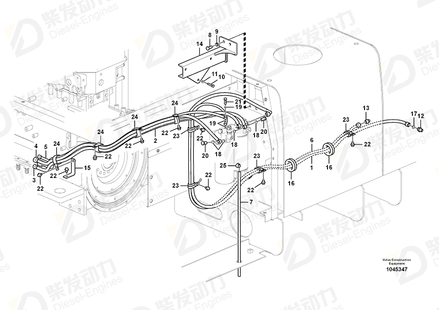 VOLVO Hose 14554023 Drawing