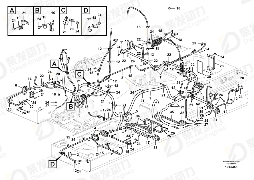 VOLVO Cable harness 14632506 Drawing VOLVO Cable harness 14632506 Drawing