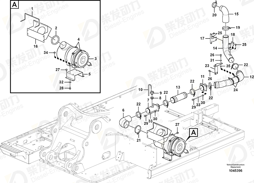 VOLVO Hose clamp 20435760 Drawing