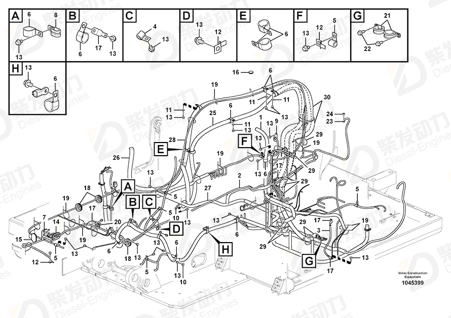 VOLVO Cable harness 14351584 Drawing VOLVO Cable harness 14351584 Drawing