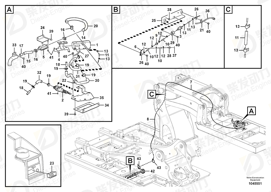 VOLVO Hose 14351706 Drawing