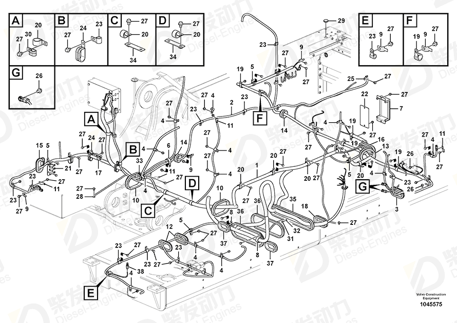 VOLVO Cable harness 14638878 Drawing
