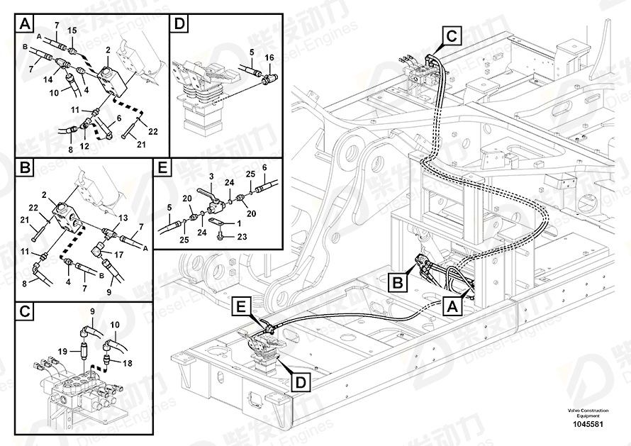 VOLVO Hose assembly 936560 Drawing VOLVO Hose assembly 936560 Drawing