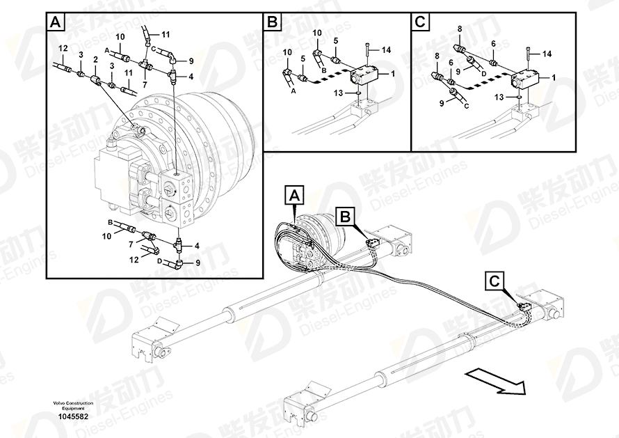 VOLVO Hose assembly 15138015 Drawing VOLVO Hose assembly 15138015 Drawing