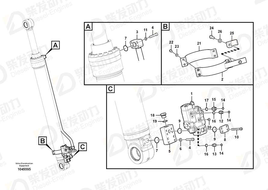 VOLVO Control valve 14635537 Drawing