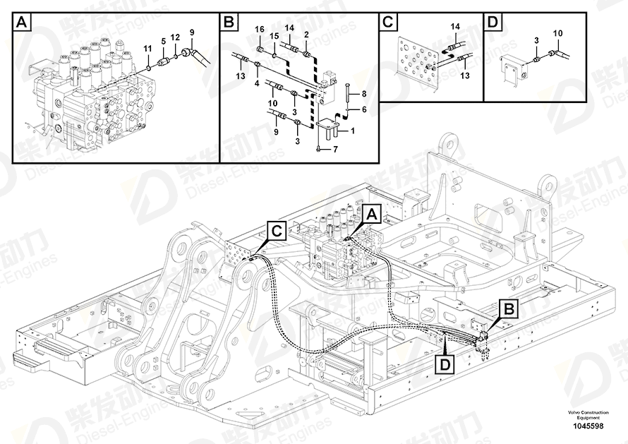 VOLVO Hose assembly 937225 Drawing
