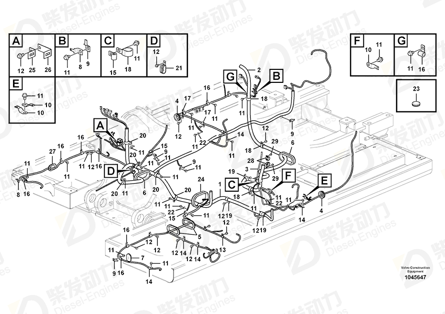 VOLVO Cable harness 14612633 Drawing