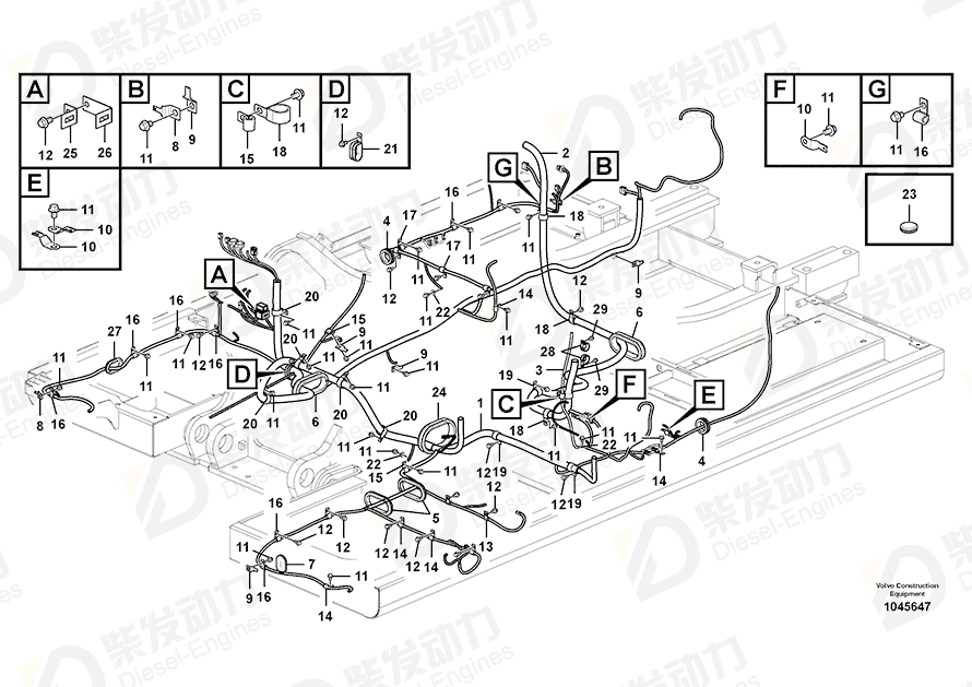 VOLVO Cable harness 14612633 Drawing VOLVO Cable harness 14612633 Drawing