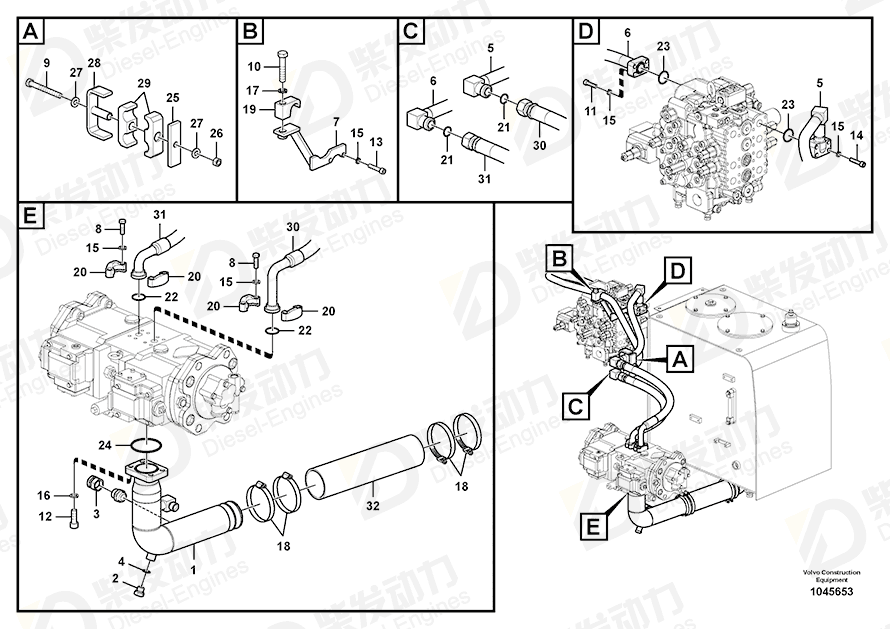 VOLVO Hose 14619359 Drawing