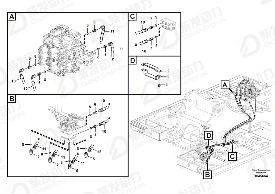 VOLVO Hose assembly SA9453-03259 Drawing